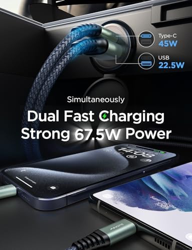 USB C Car Charger 54W Super Mini AINOPE All Metal Fast USB Car Charger Adapter - Image 4