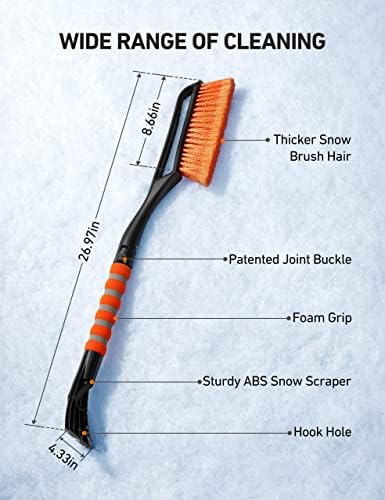 AstroAI 2 Pack 27" Snow Brush and Detachable Deluxe Ice Scraper with Ergonomic - Image 6