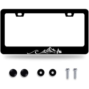 Waves License Plate Frame Ocean Wave Mountains License Plate Stainless Steel