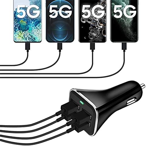 USB Car Charger Adapter, QC 3.0 Fast car Charger, 4-Port Multi 9.6 Amp 48W - Image 3