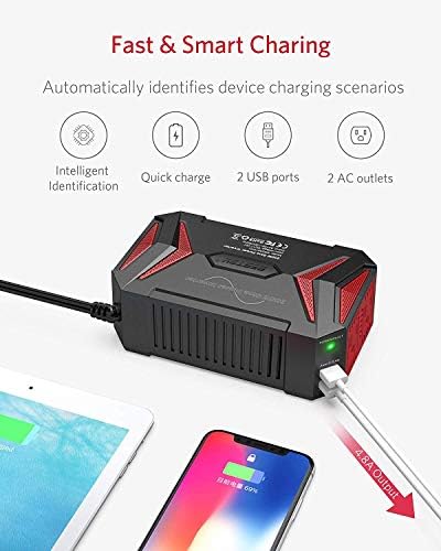 BESTEK 300Watt Pure Sine Wave Power Inverter Car Adapter DC 12V to AC 110V - Image 3