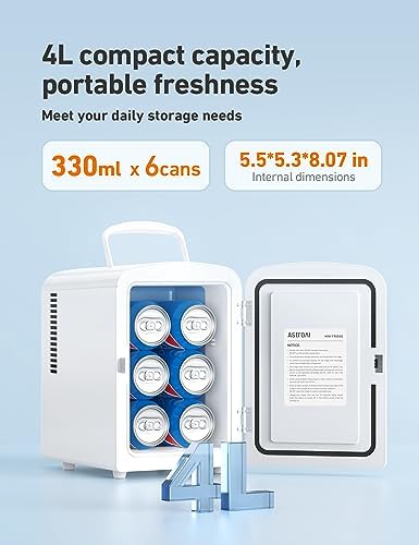 AstroAI Mini Fridge, 4 Liter/6 Can AC/DC Portable Thermoelectric Cooler - Image 6