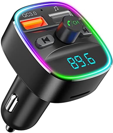 Nulaxy Bluetooth FM Transmitter for Car, Upgraded QC3.0 & 5V/1A Dual USB Charger