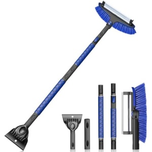 TESSONO 55.7" Ice Scraper, Extendable Snow Brush and Snow Broom with Ergonomic