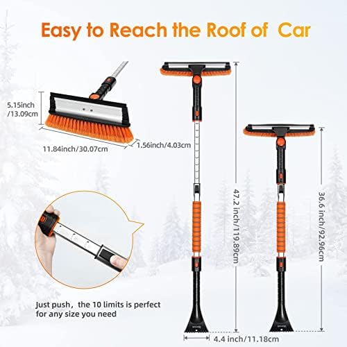 AstroAI 47.2" Ice Scrapers for Car Windshield, 3 in 1 Sturdy Snow Brush - Image 7