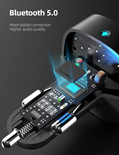 Nulaxy Bluetooth FM Transmitter for Car, Upgraded QC3.0 & 5V/1A Dual USB Charger - Image 6