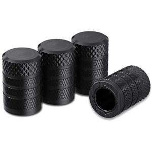 CKAuto Tire Valve Stem Caps, Black, 4 pcs/Pack, Anodized Aluminum Tire Valve Cap