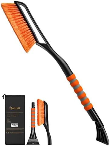 AstroAI 27 Inch Snow Brush and Detachable Ice Scraper with Ergonomic Foam Grip