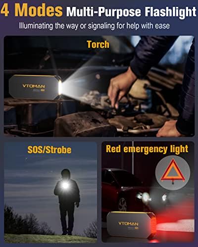 VTOMAN V12 Jump Starter, 3500A(Up to 10L Gas/8L Diesel Engines) USB QC3.0 - Image 7