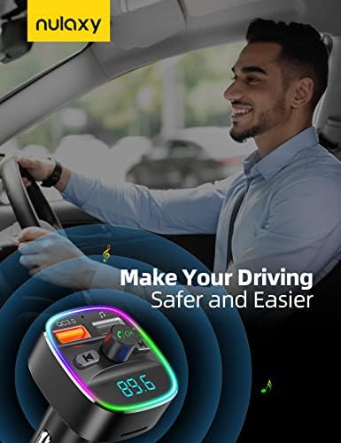Nulaxy Bluetooth FM Transmitter for Car, Upgraded QC3.0 & 5V/1A Dual USB Charger - Image 7