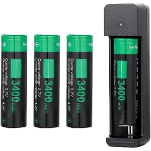 18650 Battery Charger Set, 3.7V Rechargeable Flat-top Battery for Flashlights