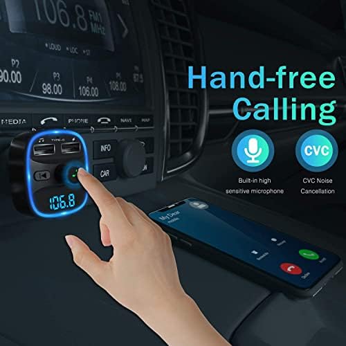 LENCENT FM Transmitter, Bluetooth FM Transmitter Wireless Radio Adapter Car Kit - Image 4