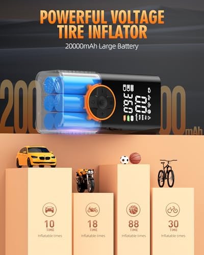 Tire Inflator Portable Air Compressor, 20000mAh & 150PSI Portable Air Pump - Image 4