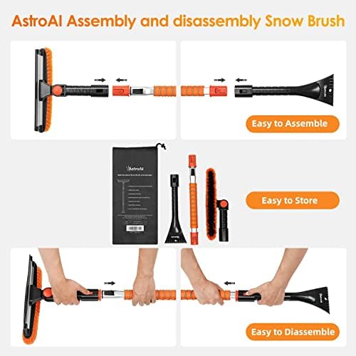 AstroAI 47.2" Ice Scrapers for Car Windshield, 3 in 1 Sturdy Snow Brush - Image 6