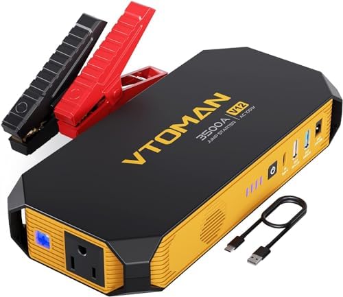 VTOMAN V12 Jump Starter, 3500A(Up to 10L Gas/8L Diesel Engines) USB QC3.0