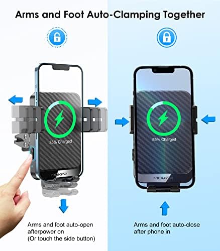 Wireless Car Charger, MOKPR 15W Fast Charging Auto-Clamping Car Phone Holder - Image 3