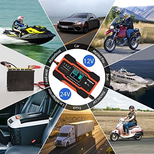 10-Amp Car Battery Charger, 12V and 24V Smart Fully Automatic Battery Charger - Image 6