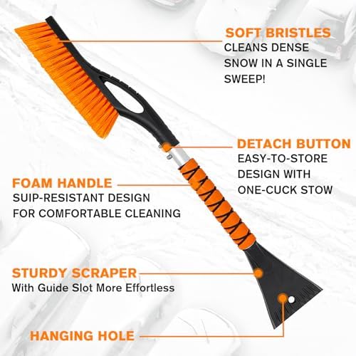 UMUACCAN Snow Brush, Detachable Ice Scraper for Car Windshield - Image 2