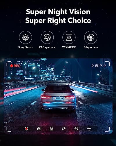 REDTIGER Dash Cam Front Rear, 4K/2.5K Full HD Dash Camera for Cars, Free 32GB - Image 4