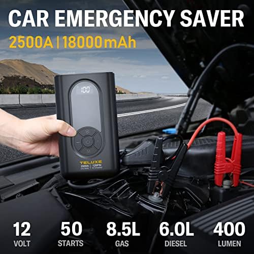 TELUXE Jump Starter with Air Compressor, 2500A 120PSI Car Battery Jump Starter - Image 2