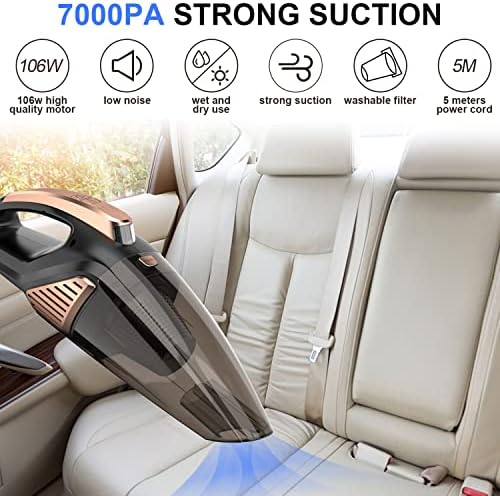 Banaton Car Vacuum Cleaner 7000PA 106W 12V Car Vacuum with LED Light Low Noise - Image 6