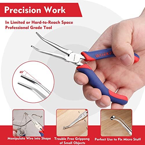 WORKPRO 2-Piece 6" Mini Needle Nose Pliers Set, Long Nose Pliers, Bent Nose - Image 6