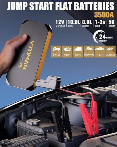 VTOMAN V12 Jump Starter, 3500A(Up to 10L Gas/8L Diesel Engines) USB QC3.0 - Image 2