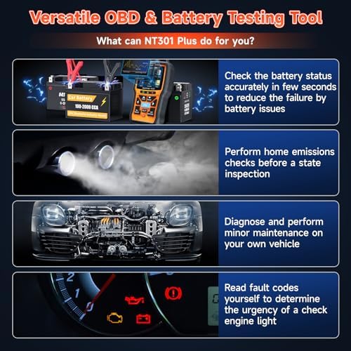 FOXWELL Upgrade NT301 Plus OBD2 Scanner Battery Tester 12V, 4 IN1 OBD Scanner - Image 2
