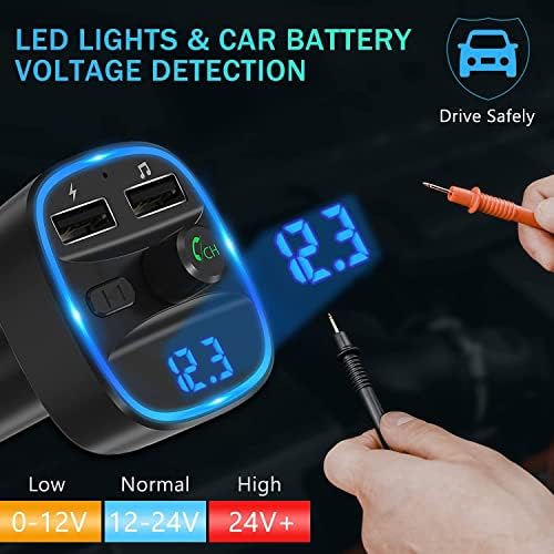 LENCENT FM Transmitter, Bluetooth FM Transmitter Wireless Radio Adapter Car Kit - Image 7