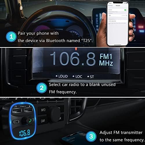 LENCENT FM Transmitter, Bluetooth FM Transmitter Wireless Radio Adapter Car Kit - Image 5