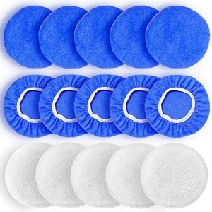 FONAROLL 5 to 6 Inch Car Polisher Pad Bonnet, 15Pcs Car Polishing Bonnet Buffing