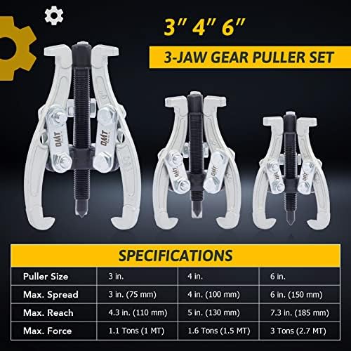 Orion Motor Tech Gear Puller Set, 3" 4" 6" 3 Jaw Puller Kit for Pulley Gear - Image 2