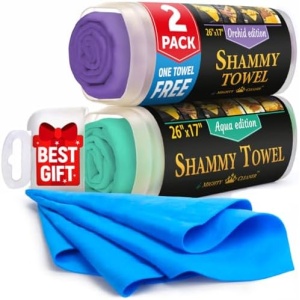 Premium 2pk + 1 Free Shammy Cloth for Car Drying - (26"x17") - Super Absorbent