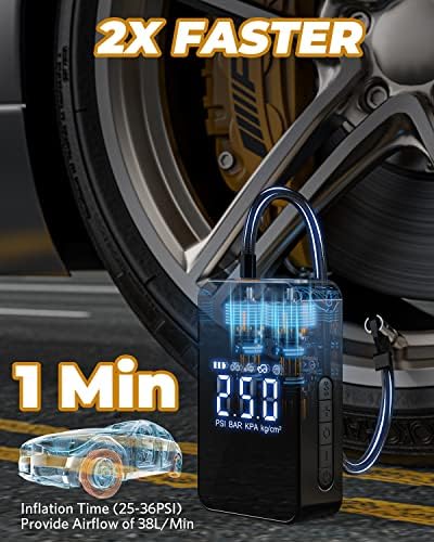 Portable Air Compressor, Tire Inflator, 12V Portable Air Pump with 6000mAh - Image 2