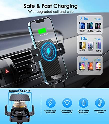Wireless Car Charger, MOKPR 15W Fast Charging Auto-Clamping Car Phone Holder - Image 2
