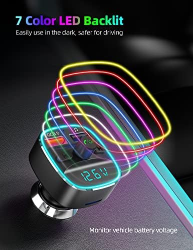 Nulaxy Bluetooth FM Transmitter for Car, Upgraded QC3.0 & 5V/1A Dual USB Charger - Image 5