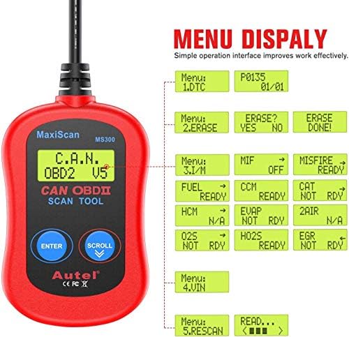 Autel MS300 OBD2 Scanner Code Reader, Turn Off Check Engine Light, Read & Erase - Image 3