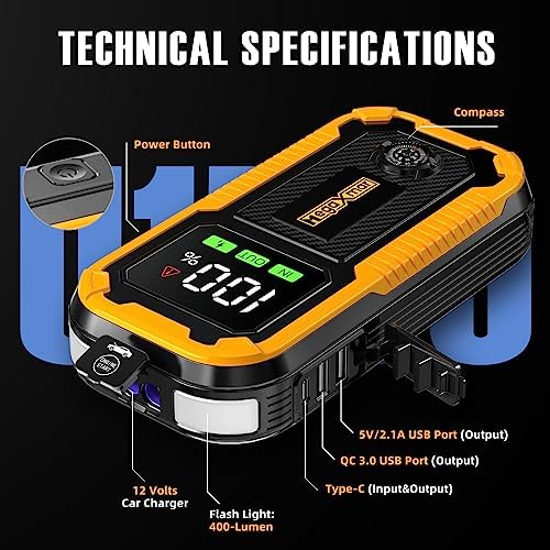 MegaXmar Car Battery Jump Starter -1500A Peak 12800mAh,Portable Car Jump Starter - Image 8