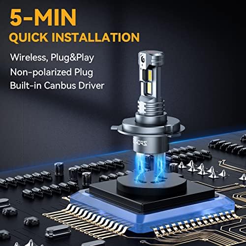 Zethors H4 9003 HB2 LED Headlight Bulbs, 400% Brighter Wireless LED Bulbs - Image 5