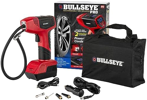 Bullseye Portable Air Compressor Tire Inflator, Handheld Electric Air Pump