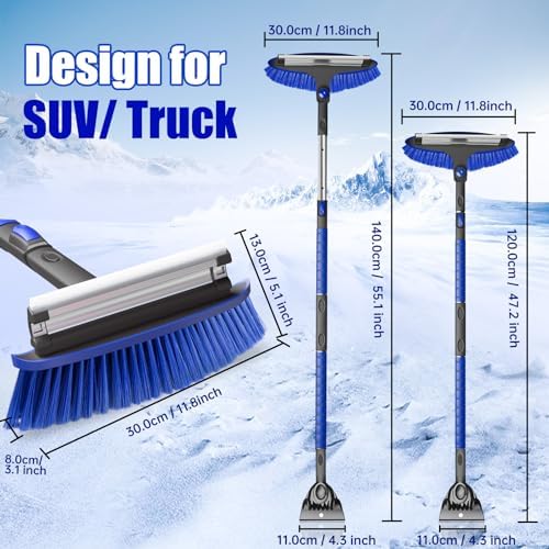 TESSONO 55.7" Ice Scraper, Extendable Snow Brush and Snow Broom with Ergonomic - Image 7