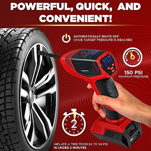 Bullseye Portable Air Compressor Tire Inflator, Handheld Electric Air Pump - Image 2
