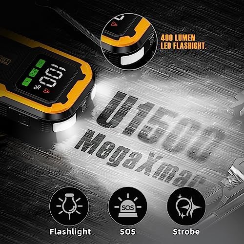 MegaXmar Car Battery Jump Starter -1500A Peak 12800mAh,Portable Car Jump Starter - Image 5
