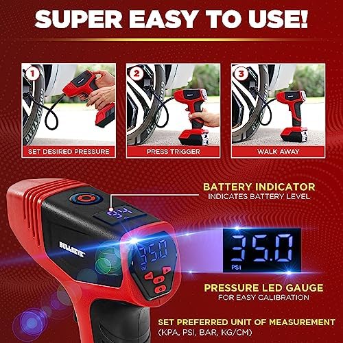 Bullseye Portable Air Compressor Tire Inflator, Handheld Electric Air Pump - Image 4