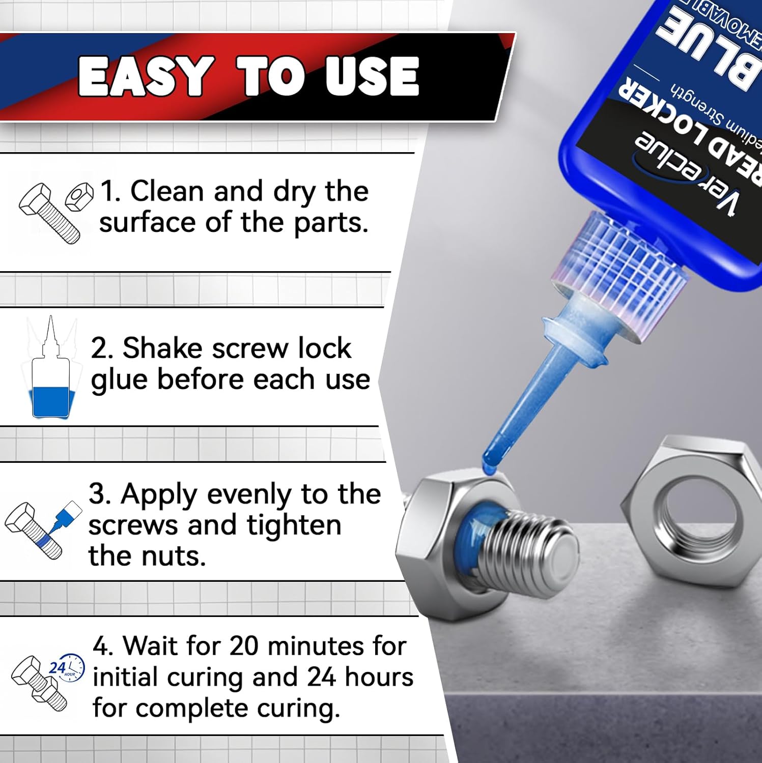 Thread Lock 50ml Blue and 50ml Red - Image 5