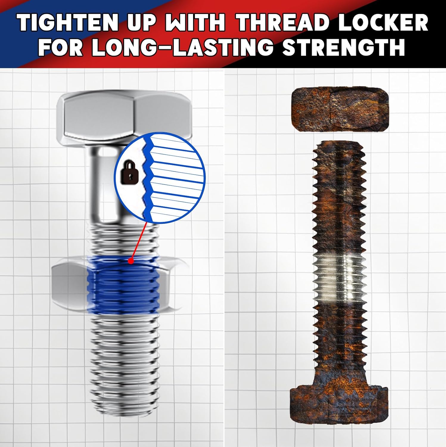 Thread Lock 50ml Blue and 50ml Red - Image 2