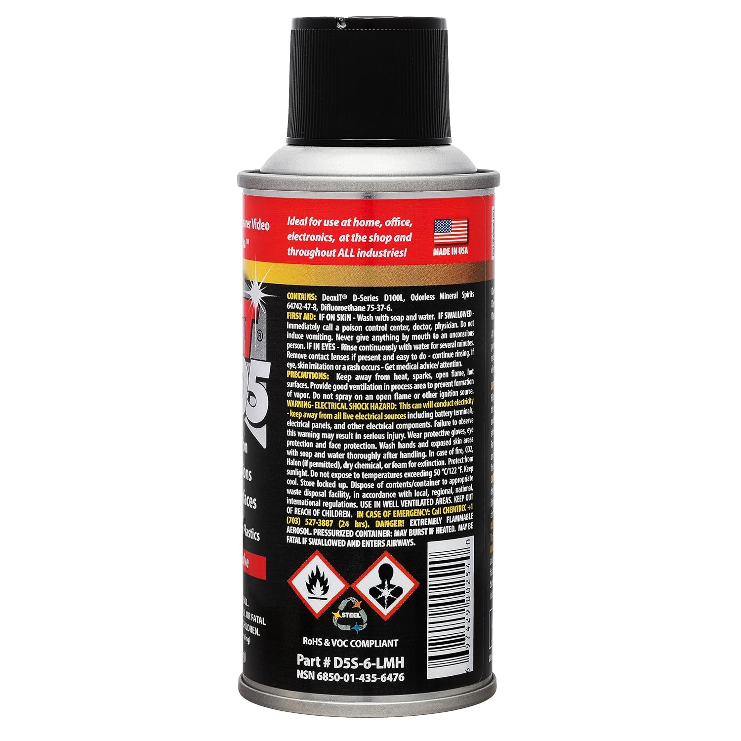 Hosa D5S-6 CAIG DeoxIT 5% Spray Contact Cleaner, 5 oz. - Image 2