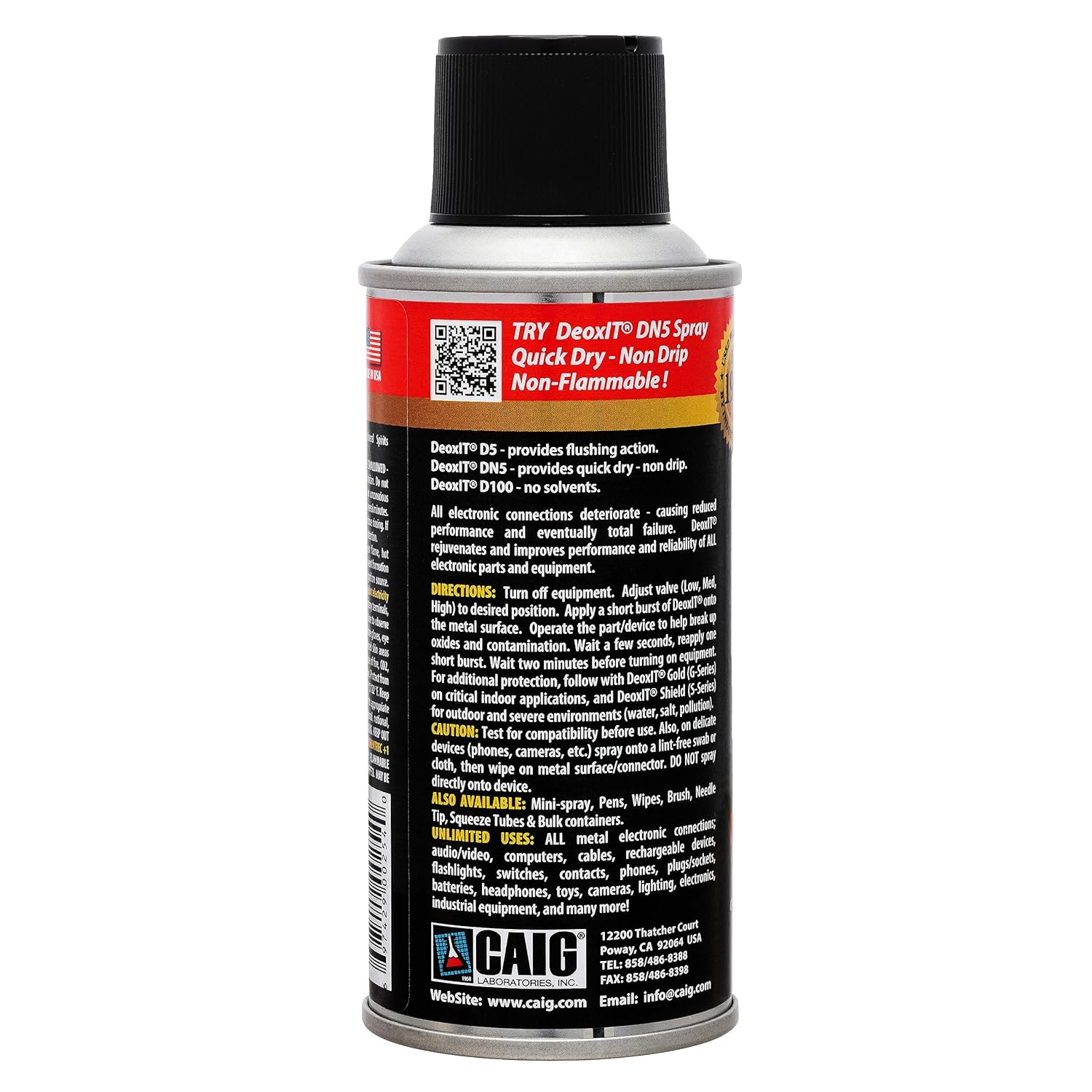 Hosa D5S-6 CAIG DeoxIT 5% Spray Contact Cleaner, 5 oz. - Image 3